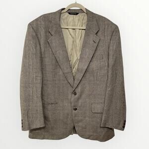 Vintage Burberrys's Brown Houndstooth Check Plaid Blazer Coat